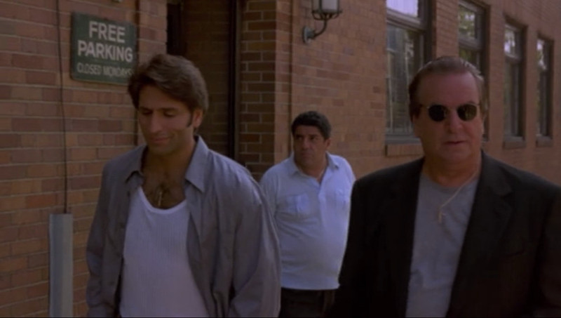 Vincent Spano, Vincent Pastore, and Danny Aiello by the side entrance