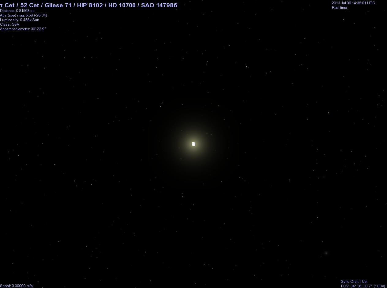 Tau Ceti from the distance of Planet A